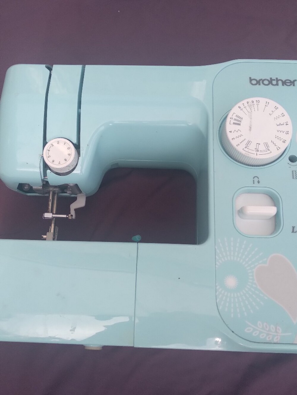 Brother Mint Green Sewing Machine with Heart Motif